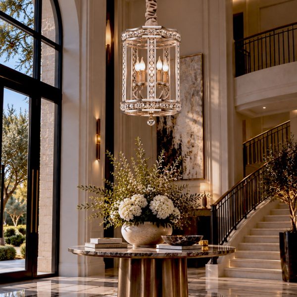 Warm Crystal Chandelier Foyer_2